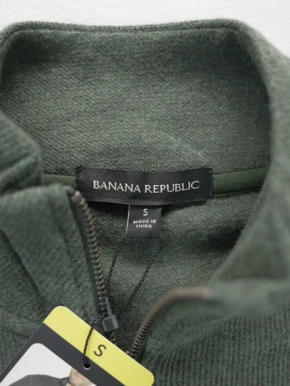 NWT Banana Republic Mens Waffle Quarter Zip Pullover, Green S‎